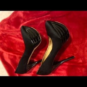 COPY - L.A.M.B. Black platform satin pumps